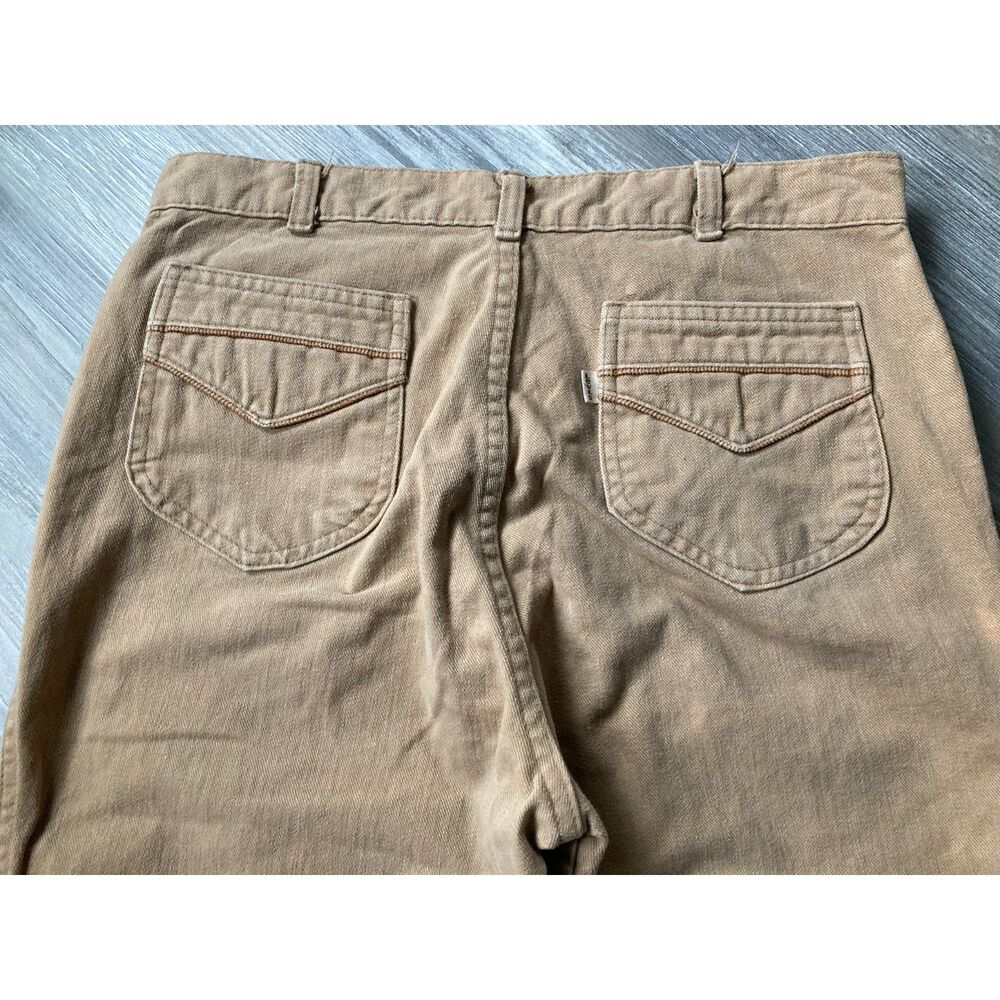 Vintage 70s White Tab Mens Bell Bottom Flare Tan Khaki Bedford Corduroy Talon 42